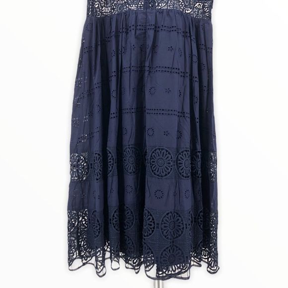 ASOS Navy Square Neck Embroidered Midi Dress NWT - Picture 8 of 14